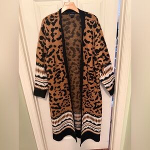 Torrid Black and Brown Leopard Cardigan